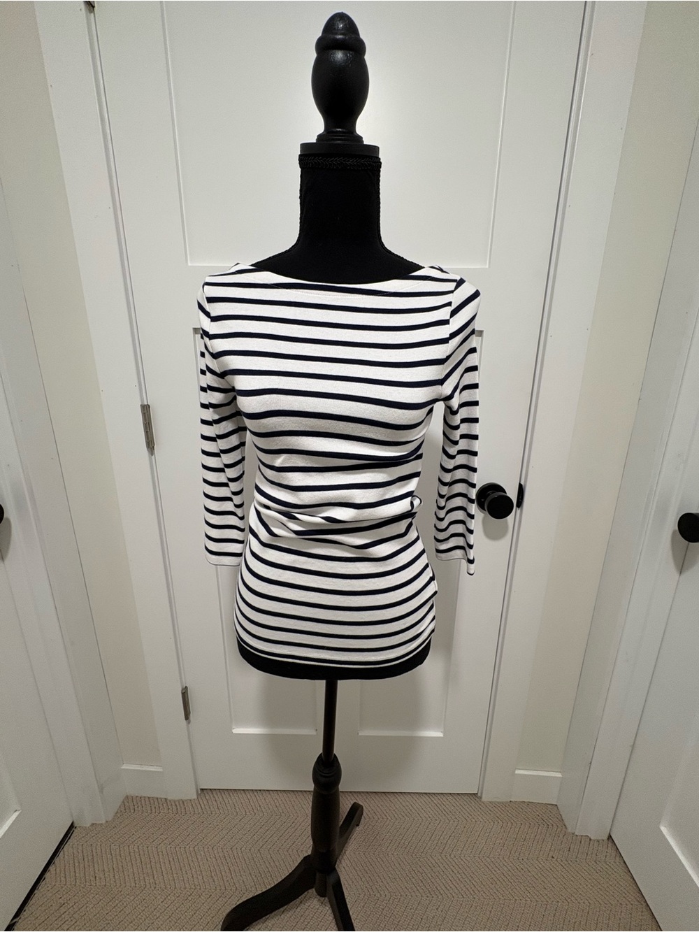 GAP Classic Navy & White Striped Boatneck Top with scoop back- Women